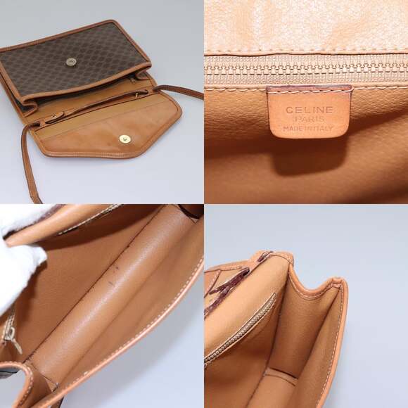 CELINE Macadam Canvas Shoulder Bag Pvc Leather Brown Gold - Picture 10 of 11